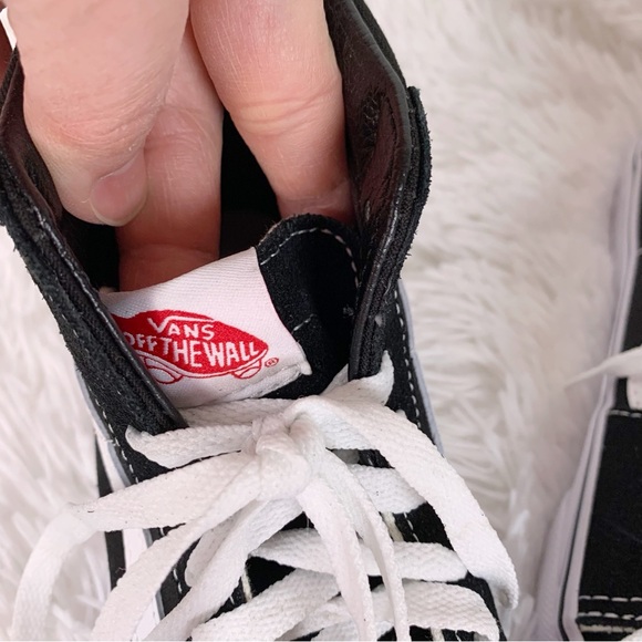 Vans Kids Black and White High-Top Sneakers skateboard shoes - Picture 6 of 8